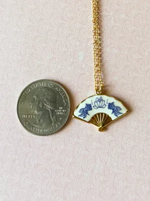 Handmade beautiful fan unique retro statement necklace🌀🐟 thumbnail 4