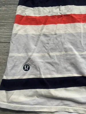 Lululemon Orange Blue Gray Striped Open Back Active Workout Tank Yoga Pilates thumbnail 3
