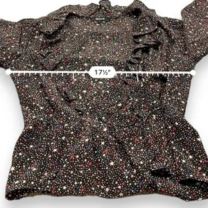 Madewell Silk‎ Ruffle-Hem Wrap Long Sleeve Top in Starry Night Size M thumbnail 11
