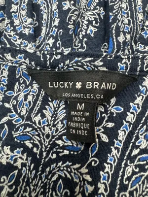 Lucky Brand Navy and White Embroidered Tank Top Blouse Size Medium thumbnail 4