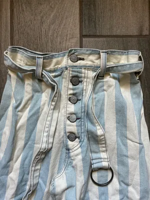 Boyish Light Blue & White High-Waist Wide-Leg Striped Jeans thumbnail 3