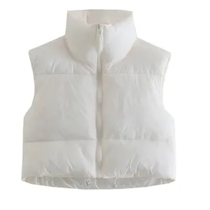 Size puffer Jacket small nwot white drawstring vest coat winter oversized cropped vest thumbnail 5