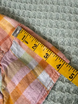 American Eagle Linen Blend Button Down Shirt Womens Small Orange Pink Plaid Boxy thumbnail 7