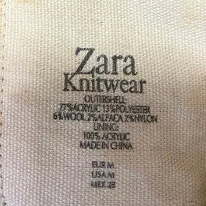 Zara Women's Brown Tan Wool Alpaca Faux Fur Long Sleeve Open Cardigan Sweater M thumbnail 4