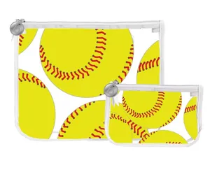 NWT BOGG Bag Clear Softball Print Pouch Set - Yellow & Red. Sports Mom. thumbnail 1