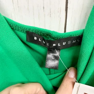 Blue Blush Dress Women Size Large Green V-Neck Twist‎ Front Spaghetti Strap Mini thumbnail 4