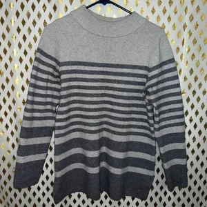 Apt 9 striped sweater mock neck gray size S thumbnail 1