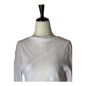 Zara Shirt Women‎ XS Purple Lilac Sheer Raw Seam Detail Tie Neck Open Back Top thumbnail 3