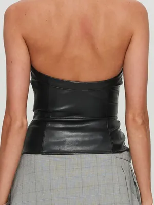 Princess Polly Black Thunderbolt Faux Leather Halter Top thumbnail 2