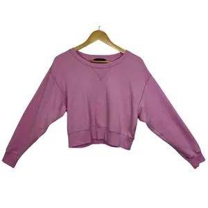 Abercrombie & Fitch Pink Fleece Logo Patch Cropped Crewneck Sweatshirt Size S thumbnail 2