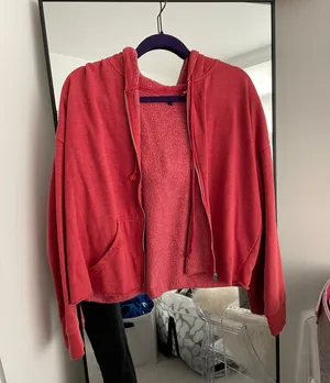 PacSun LA Hearts Red Cropped Zip Up Hoodie thumbnail 1