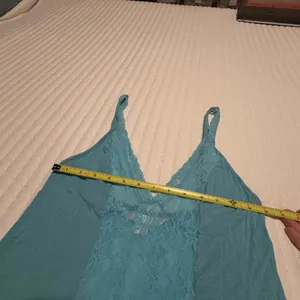 Victoria’s Secret Blue Slip Nightie M Medium See Through Lace Center Strips thumbnail 10