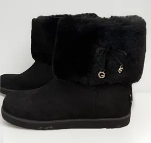 NEW GBG Los Angeles Faux Fur Winter Ankle Boots 10 Black Cozy Slip On Boots thumbnail 1