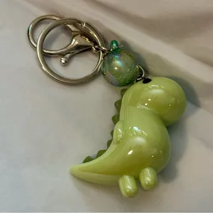 NEW Light Green Dinosaur Keychain Bag Charm – Cute Acrylic Dino thumbnail 3