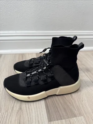 ALO Yoga Black Knit Sock Sneakers with Ivory Sole thumbnail 4
