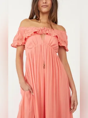 New FREE PEOPLE Moonlight Ocean Maxi in Burnt Coral Size L thumbnail 2