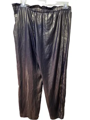 Free People "Le Melange" Metallic Gold Paperbag Trousers Size S (18” waist) thumbnail 5