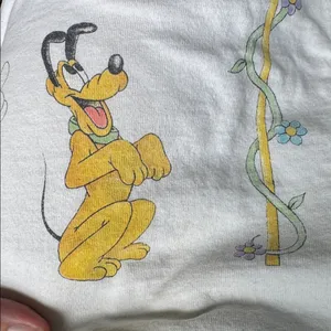 Vintage 90s Disney White Tee Mickey Minnie and Pluto Jerry Leigh Tee thumbnail 9