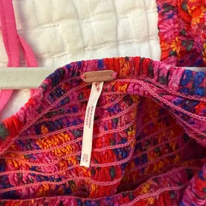 Free People Vibrant Floral Puff Sleeve Blouse - Pink and Orange thumbnail 3