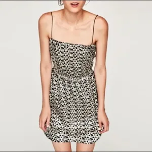 Zara Metallic silver black Cocktail mini Dress thumbnail 3