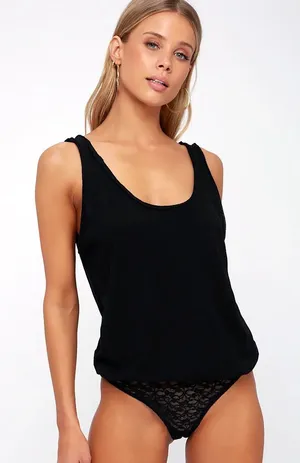 Free People Sydney Bodysuit in Black thumbnail 1