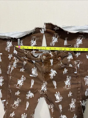 Women's Brown Boot-Cut Jeans with White Western Print thumbnail 6