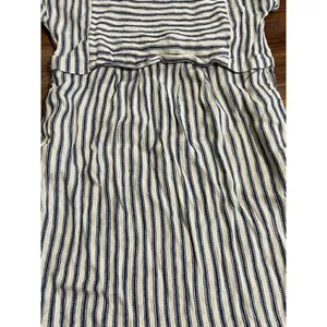 Madewell linen blend blue /‎ off white striped dress sz S thumbnail 6