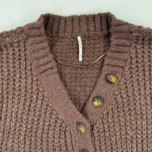 Free People Whistle Thermal‎ Henley Brownstone Combo Chunky knit Sweater Medium thumbnail 4