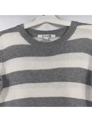 Forever 21 Gray White Striped Sweater Small thumbnail 2