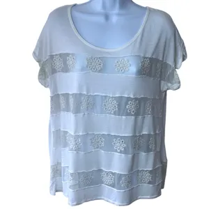 Free People White Floral Sheer Top Lightweight Fairy Festival Boho Feminine S thumbnail 2