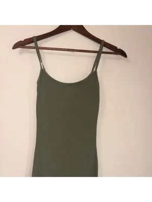 Popilush Shaping Maxi Dress Size XS Olive Green Square Neck Sleeveless thumbnail 4