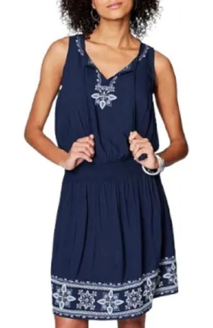 J.Jill Embroidered Dress‎ Sleeveless Navy Blue Casual Women's Small thumbnail 1