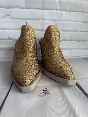 Vintage Havana Dante Gold Rhinestone Pointed Toe Low Heel Mule - NWOB thumbnail 2