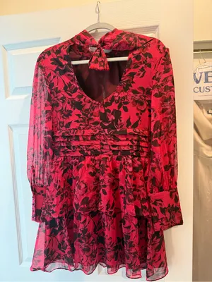 Amanda Uprichard Samira Dress, Floral Long-Sleeve Ruffle Mini Dress thumbnail 4