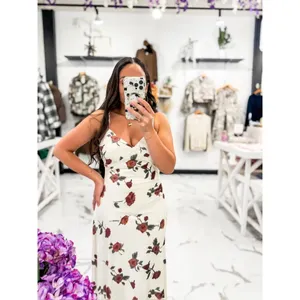 VRG Grl Rose Print White Midi Slip Dress Size 6 Romantic Wedding Feminine thumbnail 3
