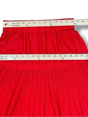 Outback Red Tiered Pleated Maxi Skirt Coral Orange Red XS Flowy Boho Tomato Girl thumbnail 11