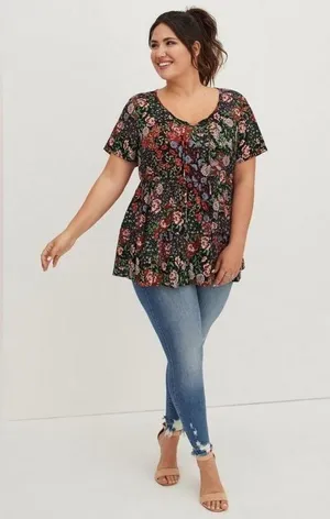 Torrid Babydoll Rayon Slub Tie-Front Top Size 1X thumbnail 2