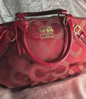 Vintage Y2K Coach Signature Op Art 2Way Burgundy Shoulder Bag thumbnail 1