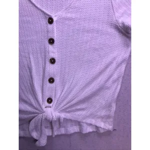 Sanctuary Top Women XL White Tie Front Button V-Neck Short Sleeve CT3335P11 thumbnail 6