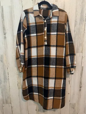 Women Regular M (6) Plaid Button-Up Shirt Dress Long Sleeve thumbnail 2