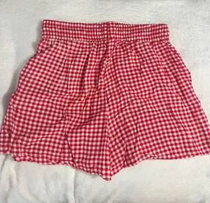 Streetwear Society Red Gingham High-Waist Women's Shorts thumbnail 1