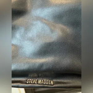 Steve Madden Black Chain Strap Ruched Hobo Bag Vegan Leather Magnet Closure New thumbnail 2
