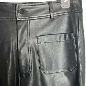 Mark Alan NY Women's M Cropped Black Faux Leather Pants Wide Leg Elevated Basic‎ thumbnail 3