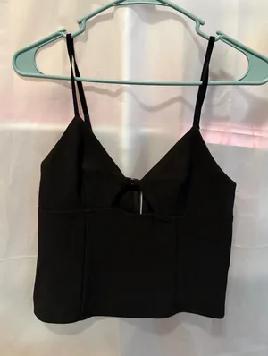 Edikted Black Spaghetti Strap Crop Top with Back Zipper NWT thumbnail 1