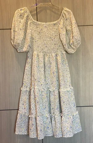 Boho Dress Feminine Floral with Smocked Bodice Medium Cottage Prairie thumbnail 1