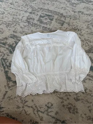 Joie White Eyelet Blouse Women’s XS Broderie Anglaise Peplum Top thumbnail 3