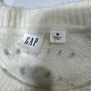 Gap Womens Pointelle Knit Pullover Sweater Crew Neck Ivory Long Sleeve Top M thumbnail 3