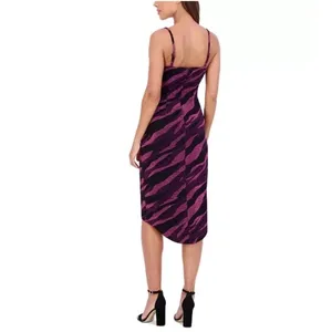 Siena Purple Wavy Print Tulip Hem Bodycon Dress Size 2 Y2K Party Glam Whimsigoth thumbnail 3