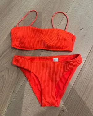 Hollister Neon Orange Ribbed Bikini thumbnail 1
