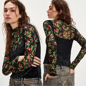 Free People Intimately Floral Mesh Velvet Burnout Top Fairycore Small thumbnail 10